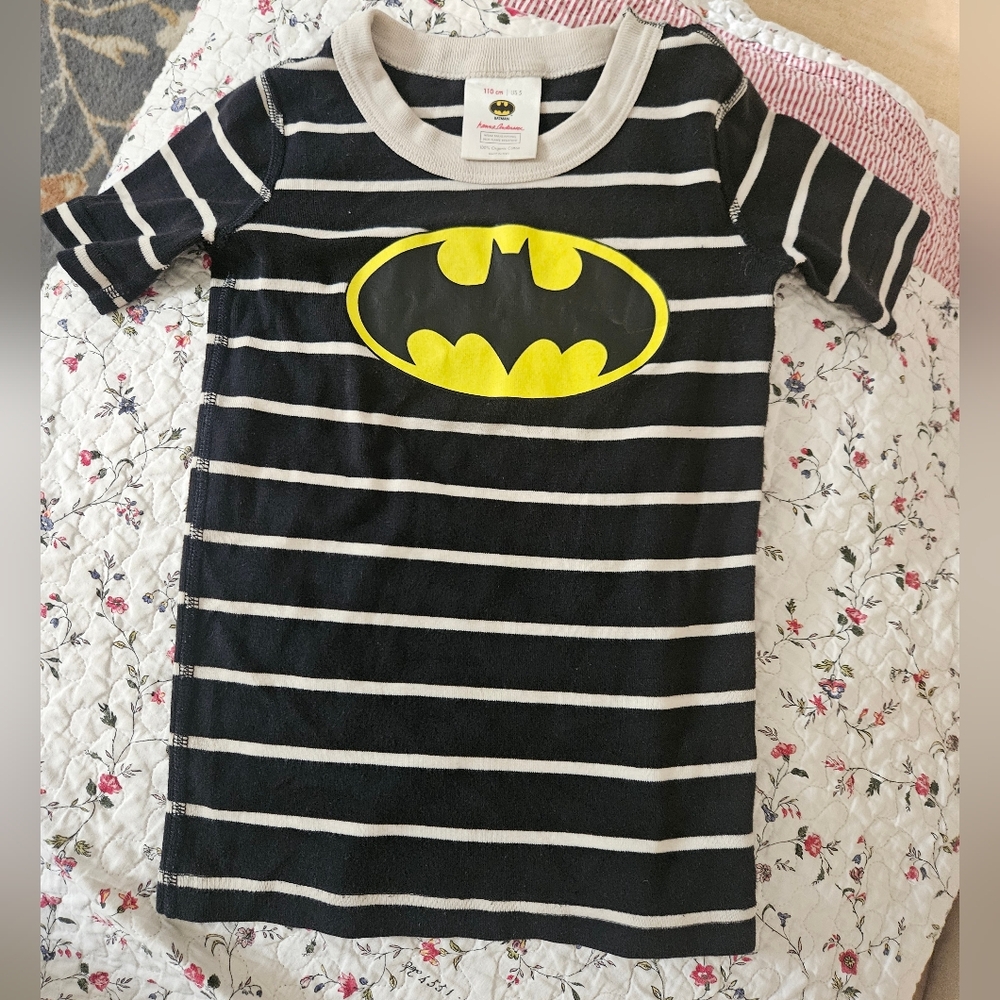 Hannah Anderson Sz 110/5 Cotton Striped Batman Shirt Dc